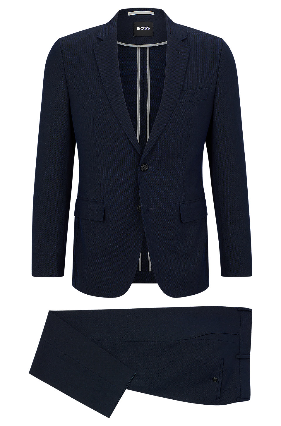 BOSS - Slim-fit suit in micro-patterned performance-stretch cloth
