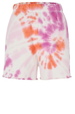 HUGO COTTON TERRY SHORTS WITH TIE-DYE MOTIF