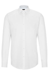 BOSS - Slim-fit shirt in poplin cotton easy-iron