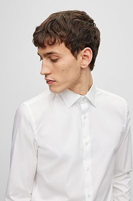 BOSS - Slim-fit shirt in easy-iron cotton poplin