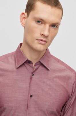 BOSS Camisa slim fit de cambray de algodón