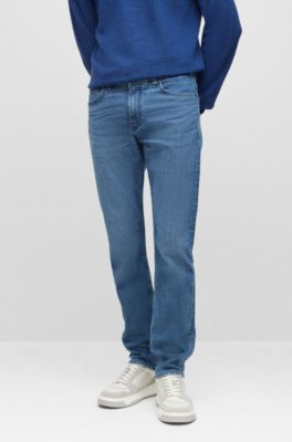 Hugo Boss Slim-fit Jeans In Blue Comfort-silk Denim In Dark Blue