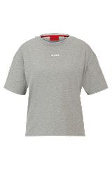 T-shirt décontracté en jersey doux à logo contrastant, Argent