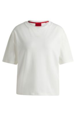 Hugo Relaxed-fit T-shirt With Contrast Logo In Soft Jersey In White