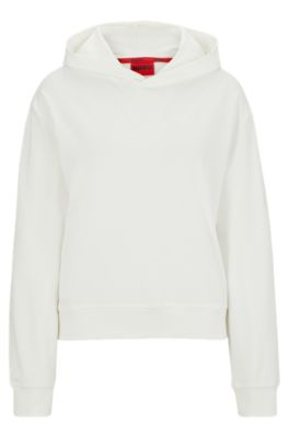 Hugo Stretch-jersey Hoodie With Logo Print In White
