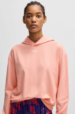 Sudadera relaxed fit de punto el&aacute;stico con logo estampado, Rojo claro