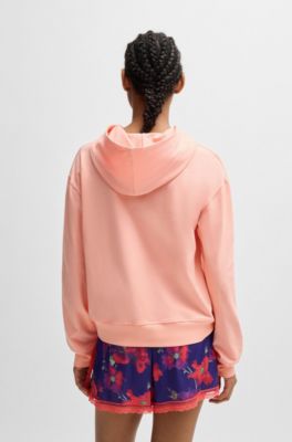 Sudadera relaxed fit de punto el&aacute;stico con logo estampado, Rojo claro