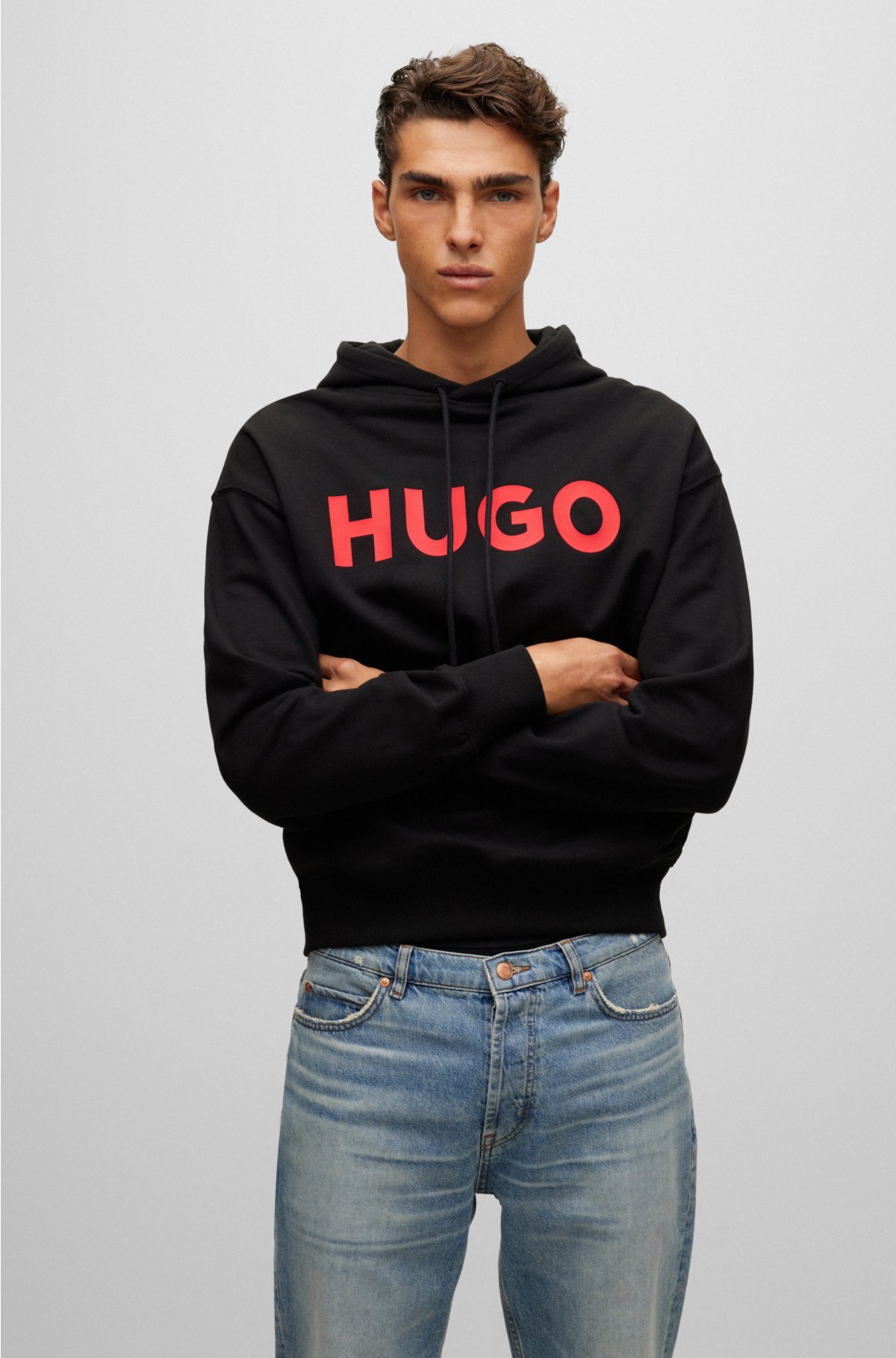 HUGO - All-gender relaxed-fit hoodie