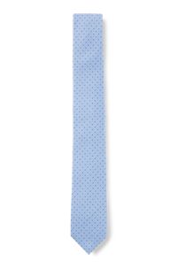 Cravate en jacquard de soie à pois confectionnée à la main, bleu clair