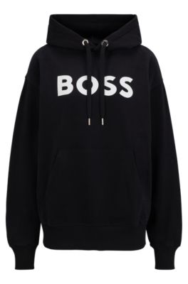 Shop Hugo Boss Hoodie With Contrast Logo In Black