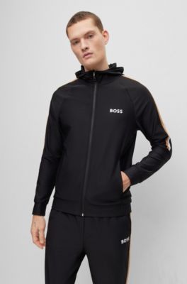 BOSS - BOSS x Matteo Berrettini Zip-up hoodie in active-stretch jersey with  logo