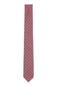 Cravate en jacquard de soie à carreaux, réalisée à la main, Rouge sombre