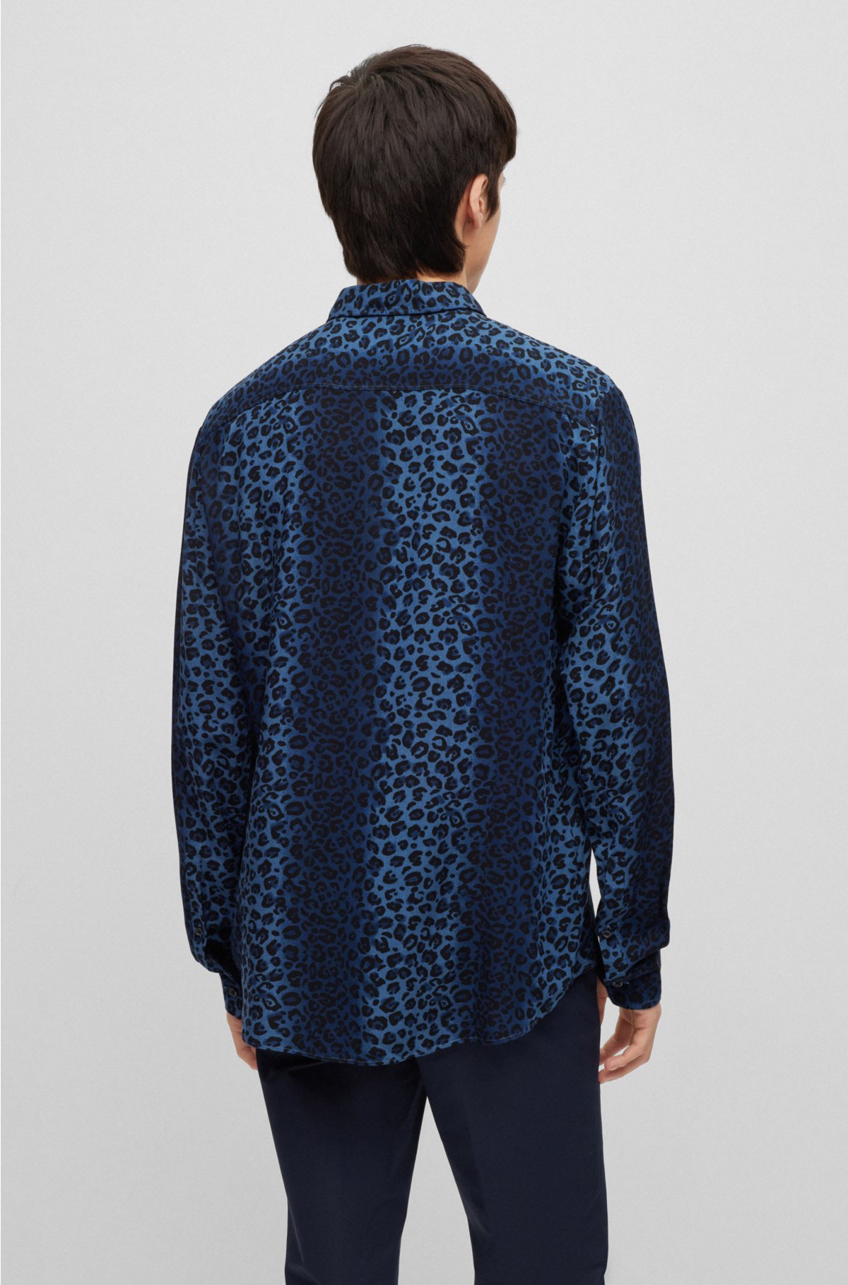 Hugo Boss Simiss Silk Leopard Print Pants, $245