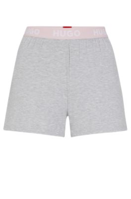 HUGO - Stretch-jersey pajama shorts waistband with logo