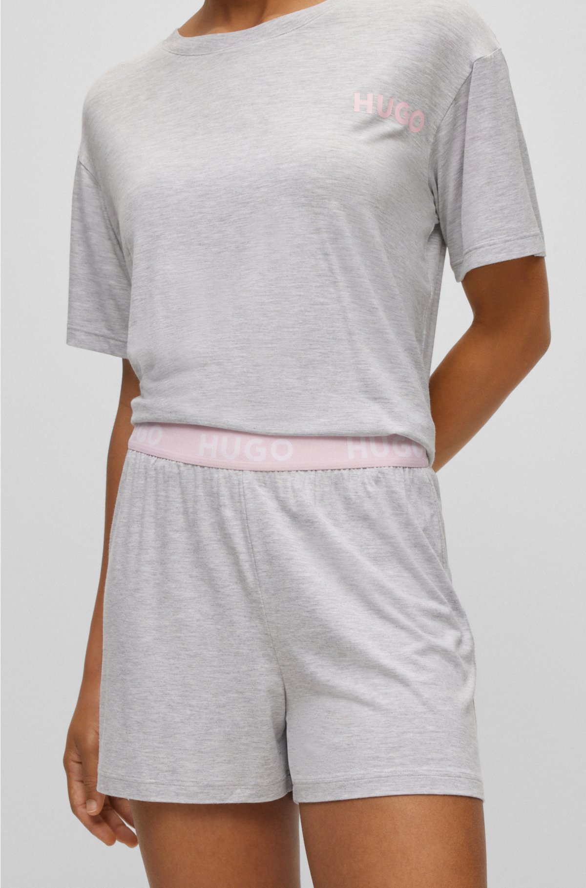 Stretch-jersey with pajama logo shorts - HUGO waistband