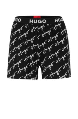 HUGO Jersey pajama shorts with handwritten and original logos