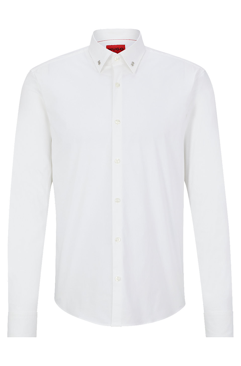 HUGO - Slim-fit shirt in stretch cotton with logo hardware