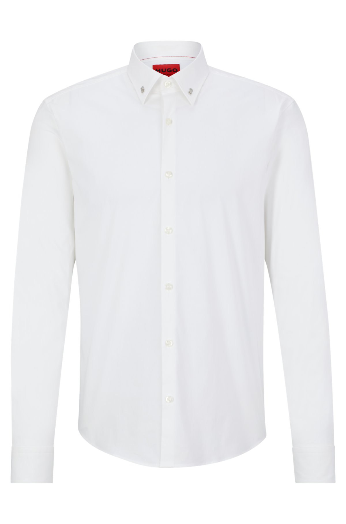 Contribuyente Napier en casa HUGO - Camisa slim fit de algodón elástico con logo metálico