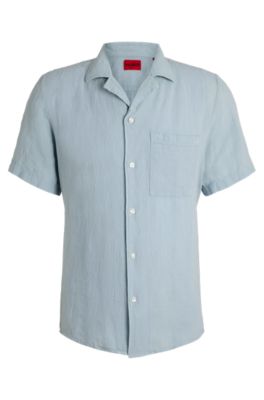 Relaxed-fit multi-occasional shirt in linen, Light Blue