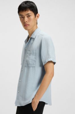 Relaxed-fit multi-occasional shirt in linen, Light Blue