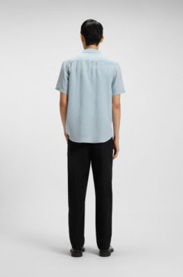 Relaxed-fit multi-occasional shirt in linen, Light Blue