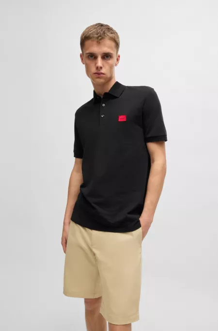 Cotton-piqué slim-fit polo shirt with logo label