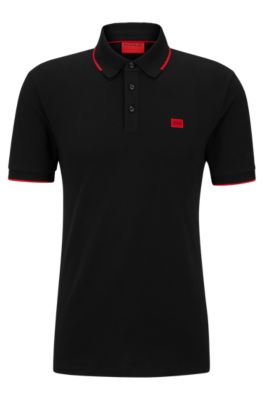 Hollister Men's Polo S Red Cotton with Elastane