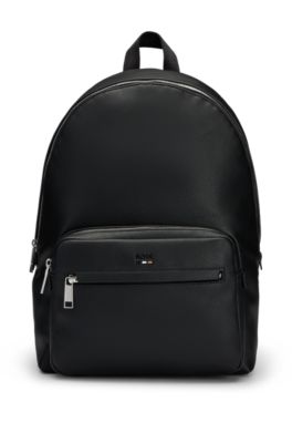 BOSS - Faux-leather backpack with signature details