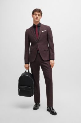 Faux-leather backpack with logo and signature stripe, Black