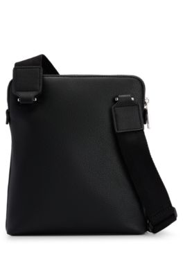 BOSS - Faux-leather envelope bag with logo and signature stripe