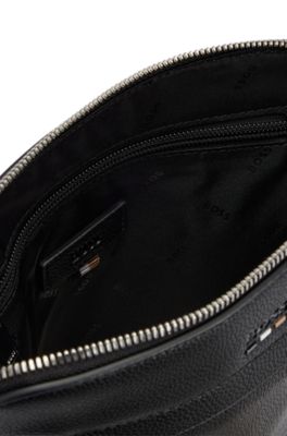 BOSS - Faux-leather envelope bag with logo and signature stripe