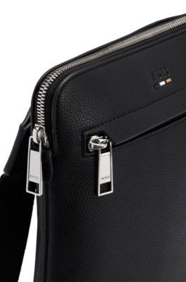 BOSS - Faux-leather envelope bag with logo and signature stripe