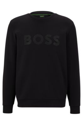 BOSS Sudadera de mezcla de algodón con logo de estrás