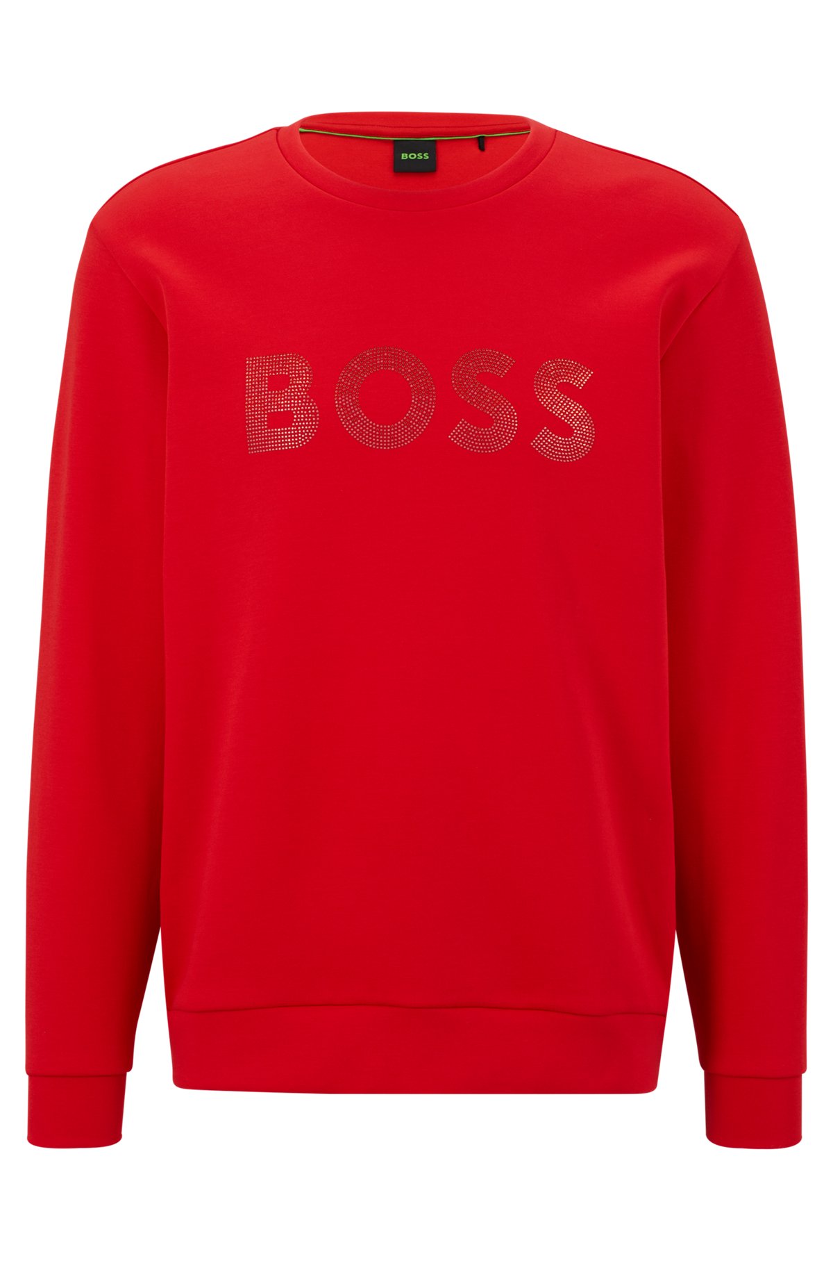 BOSS - Cotton-blend sweatshirt with rhinestone logo