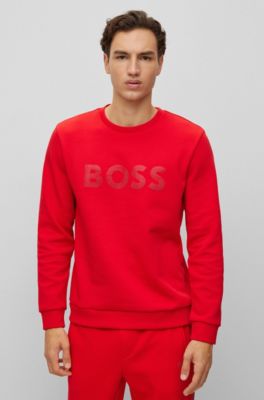 BOSS - Cotton-blend sweatshirt with rhinestone logo