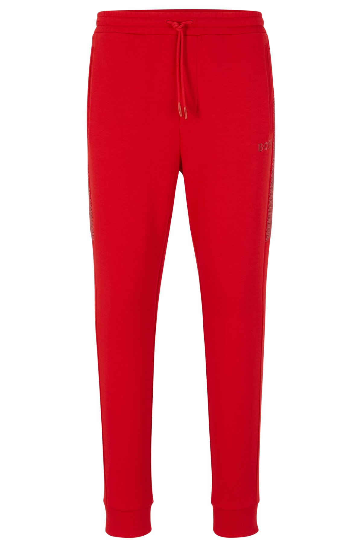BOSS - Cotton-blend tracksuit bottoms with rhinestone trims
