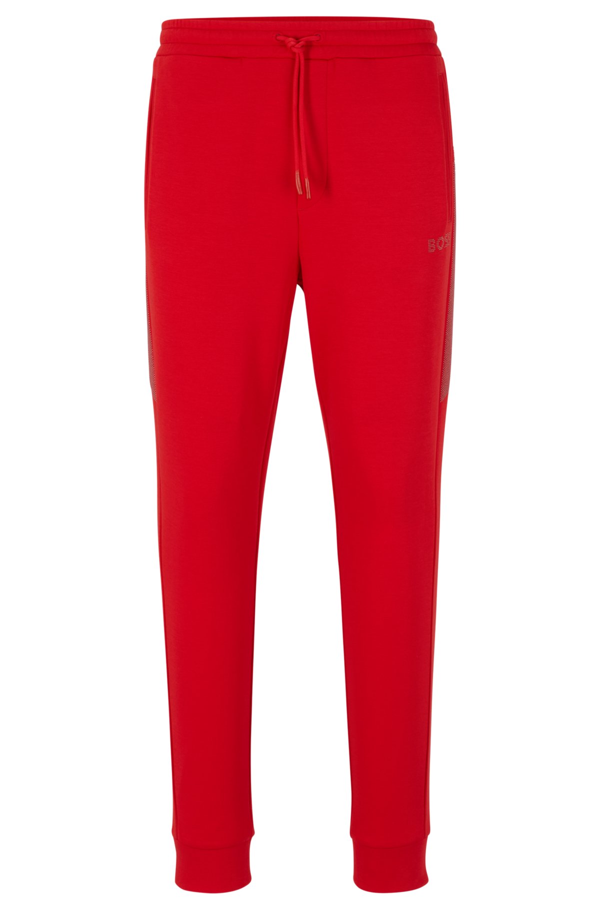 BOSS - Cotton-blend tracksuit bottoms with rhinestone trims