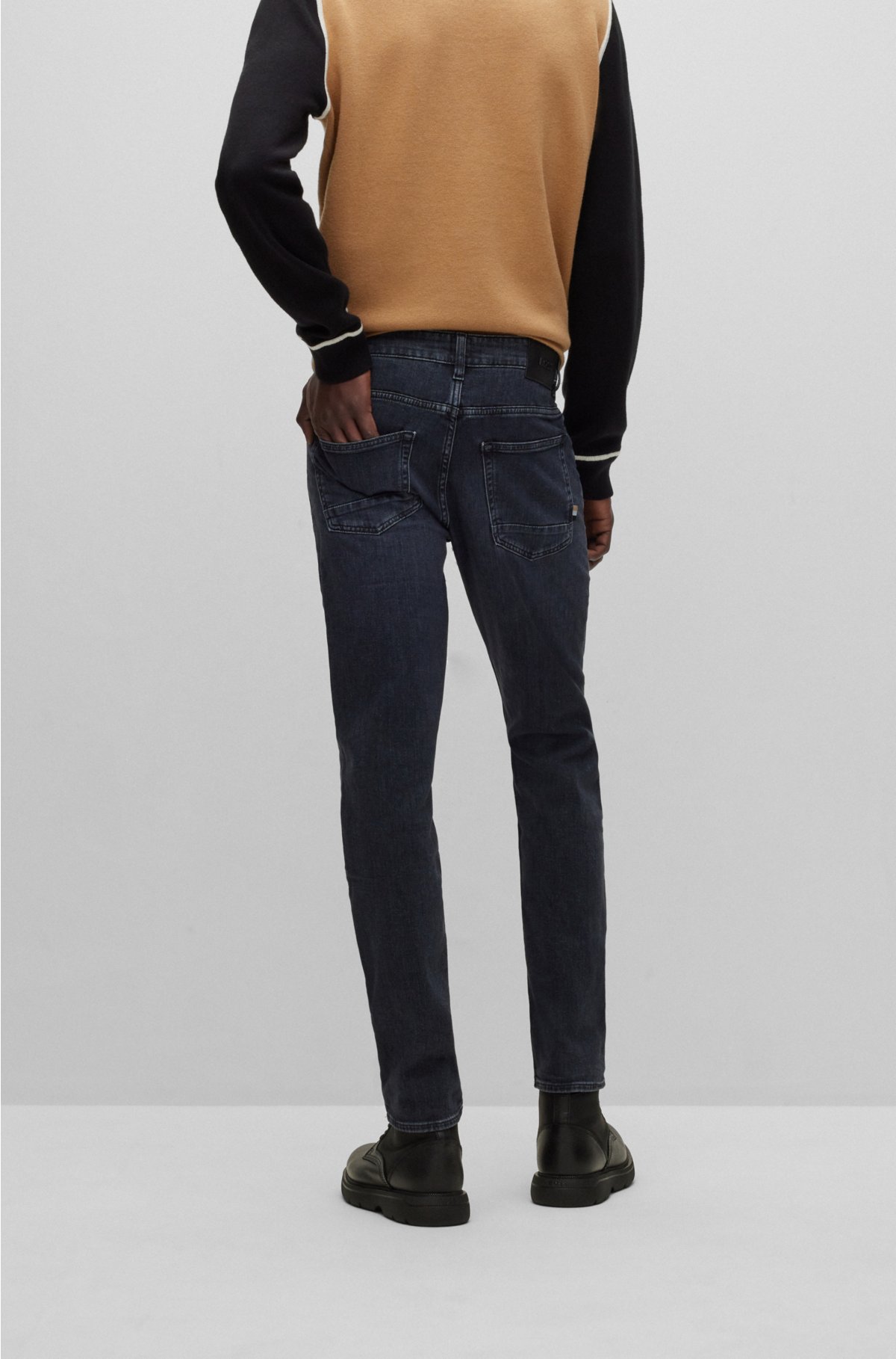 BOSS - Slim-fit jeans in dark-blue super-soft denim