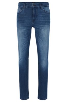 BOSS - Slim-fit jeans in super-soft blue Italian denim