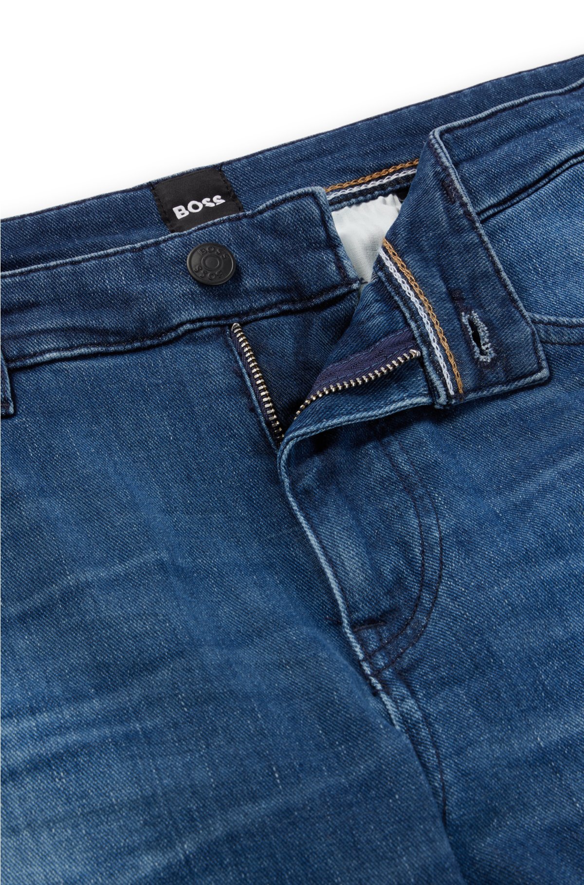 BOSS Slim-fit jeans in super-soft blue Italian denim