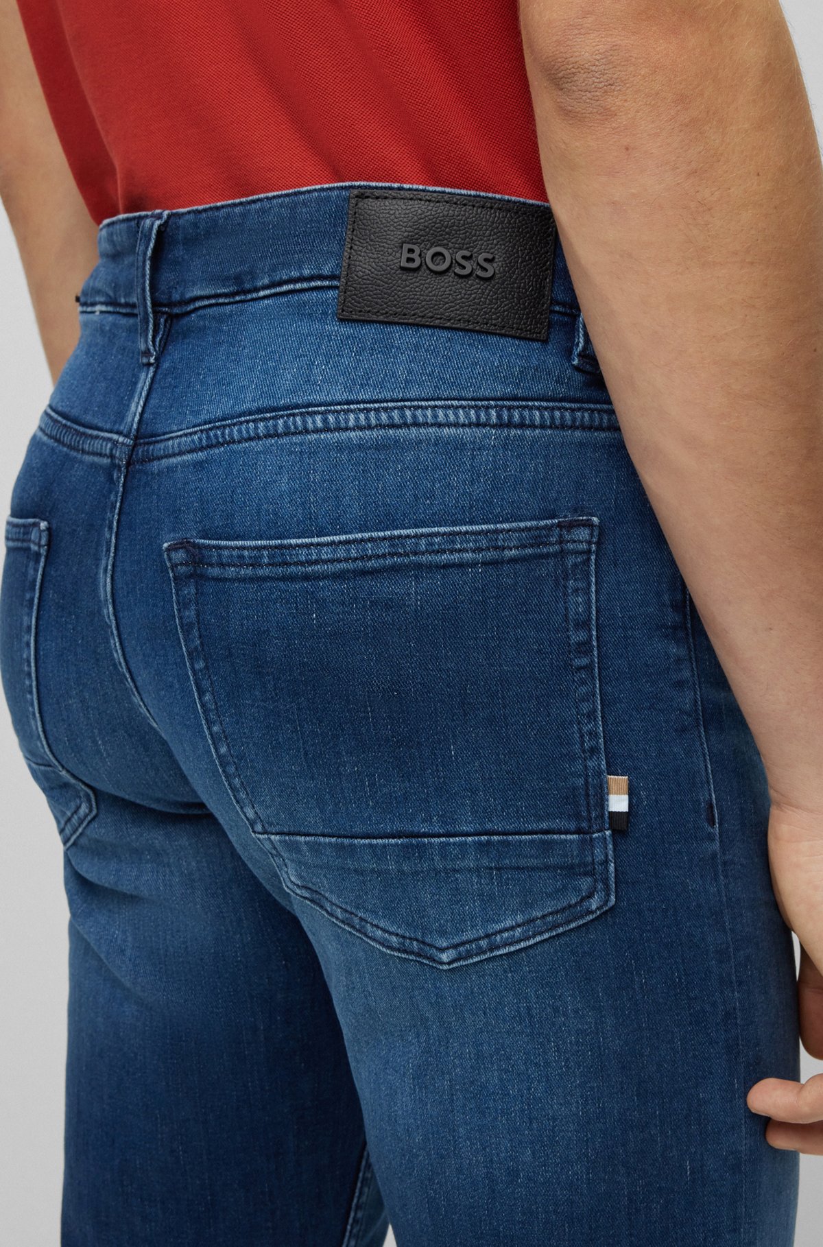 Leeds bidragyder besøgende BOSS - Slim-fit jeans in super-soft blue Italian denim