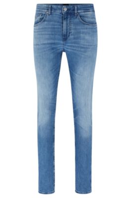 BOSS - Slim-fit jeans in super-soft blue stretch denim