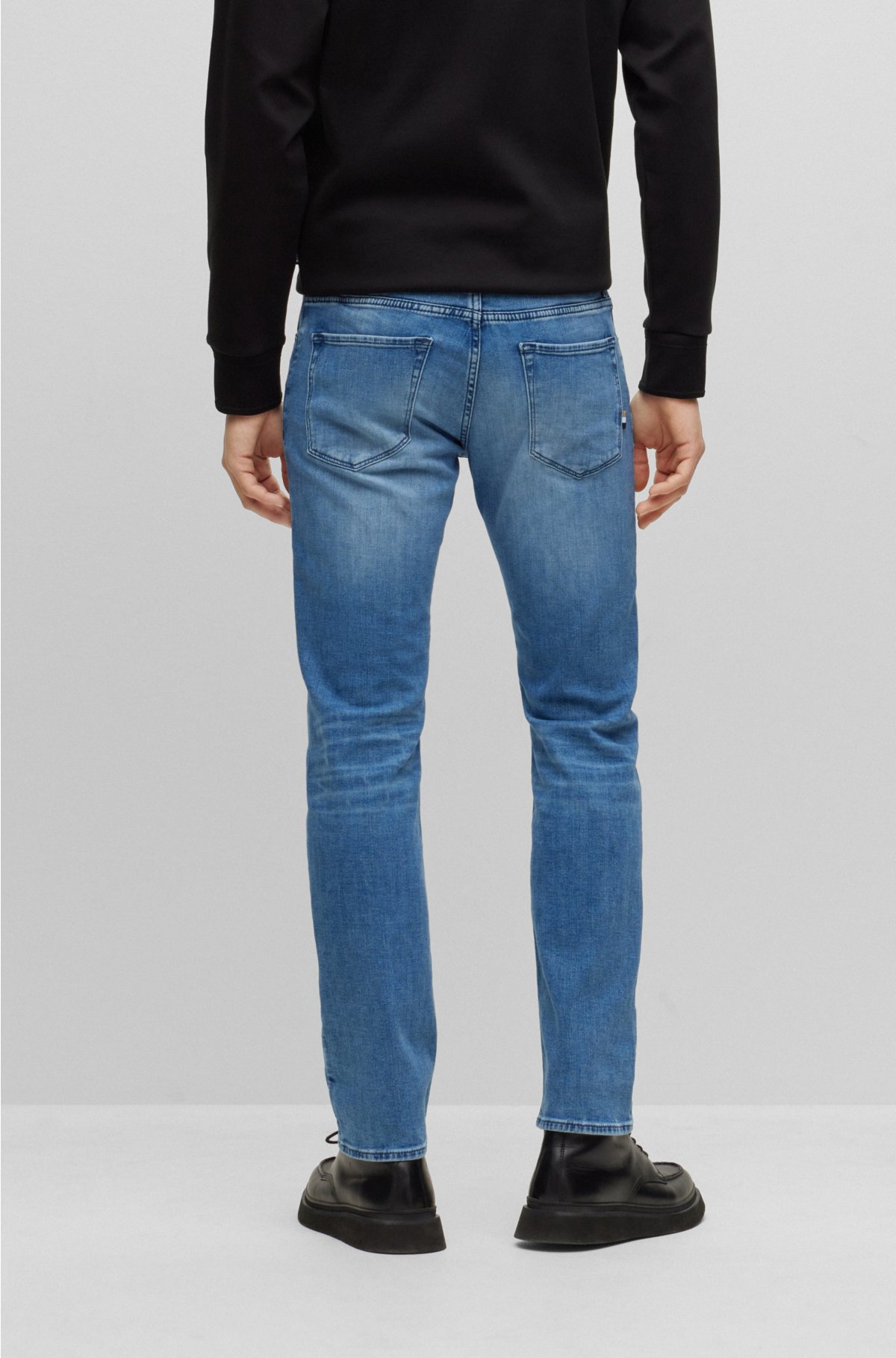 Regular-fit jeans in blue Italian cashmere-touch denim