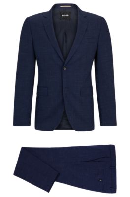 BOSS - Extra-slim-fit suit in patterned wool and linen