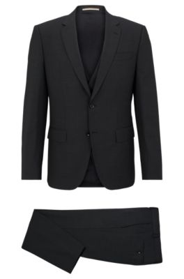 BOSS - Slim-fit three-piece suit in stretch virgin wool