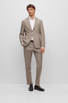 BOSS - Slim-fit jacket in micro-patterned virgin wool