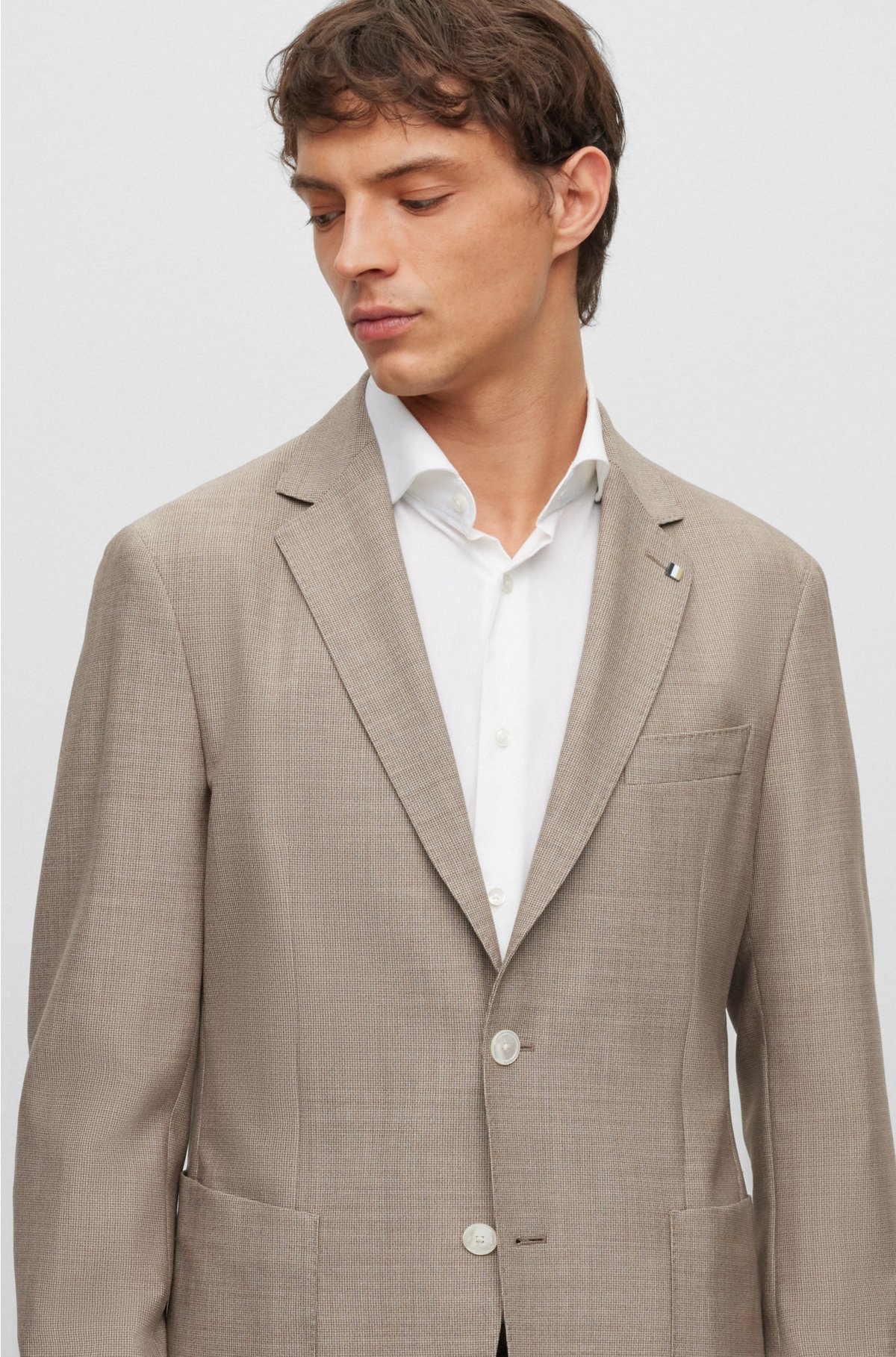 BOSS Slim Fit Linen & Wool Blazer C-Hanry-232
