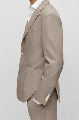 BOSS - Slim-fit jacket in micro-patterned virgin wool