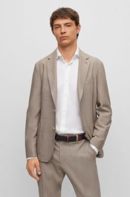 BOSS - Slim-fit jacket in micro-patterned virgin wool