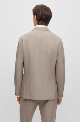 BOSS - Slim-fit jacket in micro-patterned virgin wool